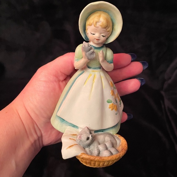 Vintage Josef Originals Becky Thatcher Cat & Kittens Tom Sawyer Bisque Figure - Picture 2 of 11